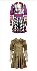 Détails de robes de costume d'Halloween avec taches de sang et imprimés de cœur