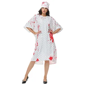 Halloween horror blood-stained dress and headscarf set for adult cosplay and stage performance