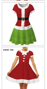 Vue détaillée des robes de Noël festives avec imprimé numérique et style Père Noël