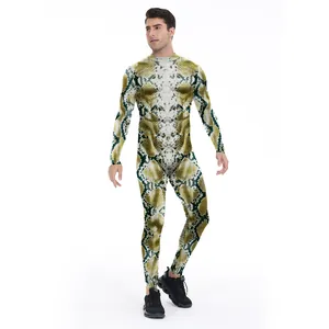 Ενήλικες Ολόσωμη Φόρμα με Ζωικό Μοτίβο Skinny Μακρύ Μανίκι για Halloween Πάρτι Cosplay Υφή Δέρματος Ζώου Μυϊκή Εκτύπωση Unitard