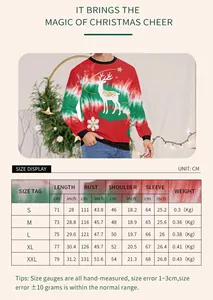 Guide des tailles détaillé pour sweatshirt de Noël imprimé flocon de neige de la taille S à XXL