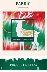 Détail du tissu 100% polyester avec imprimé élan festif et accents de paillettes dorées