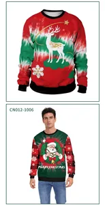 Détails du sweat de Noël avec imprimé tie-dye festif et motif de renne décoratif