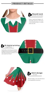 Détails de la robe de Noël pour enfants avec imprimés numériques 3D et couleurs vives