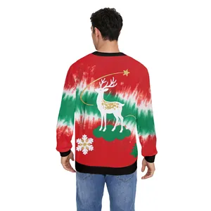 Sweat de Noël avec renne blanc et imprimé flocon de neige sur tissu tie-dye coloré