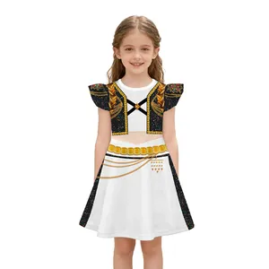 Girl's K-POP stage outfit featuring digital print crop top and matching A-line mini skirt