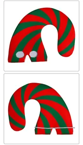 Dettaglio dell'accessorio in tessuto a righe rosse e verdi con fascia elastica e fori doppi