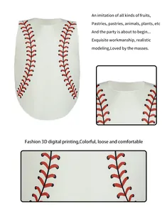 Detailed view of baseball costume vest featuring realistic red stitching and stitching quality