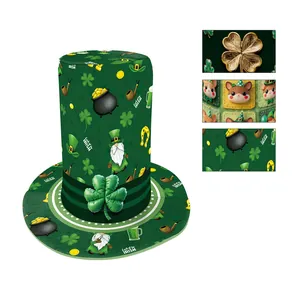 St Patrick's Day Green Top Hat Irish Festival Party Decoration Shamrock Leprechaun Digital Print Performance Parade Headwear