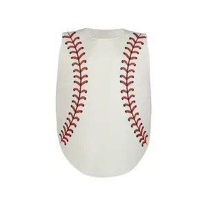 Sleeveless white baseball costume with red stitch patterns for parties and sports events