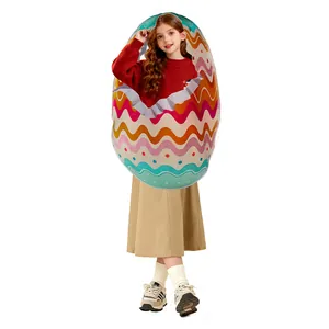 Kids Easter egg costume with colorful wave patterns and dots for party cosplay events