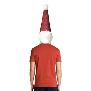 Gorro de Papá Noel extra largo de felpa con pompón blanco para disfraces de gala