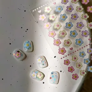 5D Relief Nail Stickers Frangipani Macaron Flower Heart 3D Embossed Self Adhesive Decals For Women DIY Manicure Decoration