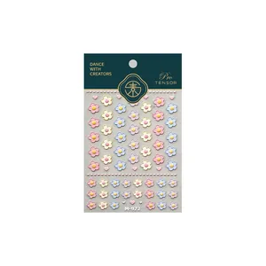 3D matte flower nail art stickers in macaron colors with heart elements on display card
