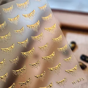 Adesivi per unghie 3D oro metallizzato M-971 con finitura a rilievo strutturata