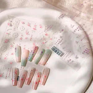 5D Relief Nail Art Stickers Chinese Ancient Style Flower Butterfly Matte Transparent Ultra Thin Self Adhesive DIY Manicure Decoration
