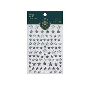 Autocollants holographiques bleus pour ongles M-1007 avec effet laser métallique