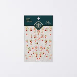 5D strawberry nail art stickers M-993 with vintage frames and sweet bows for DIY manicure