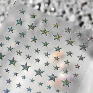 Holographic laser star nail stickers with glitter effect for professional nail art designs