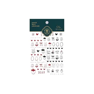 Stickers nail art cartoon avec motifs lapin, fraise et cœur mignons, modèle KX322