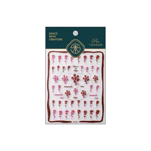Stickers ongles 3D roses KX330 avec motifs floraux roses sur fond blanc éclatant