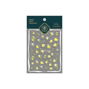 3D cartoon citroen nagelstickers met KX328 bloemendecals voor kindernagels