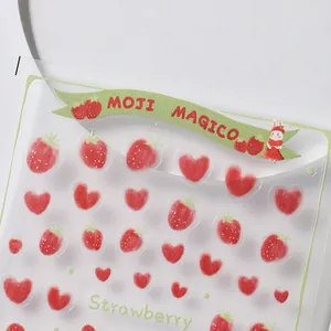 3D strawberry and heart nail art stickers for kids with matte finish and cute rabbit design