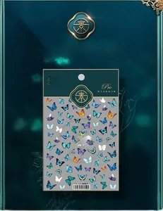 Detail of 3D butterfly nail art decals TS:122 in blue and purple with Pro series packaging