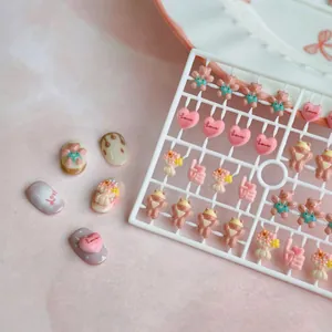 3D Resin Nail Art Charms Cute Heart Bear Flower Letters DIY Decoration Assortment Pink Sweet Style Accessories For Women