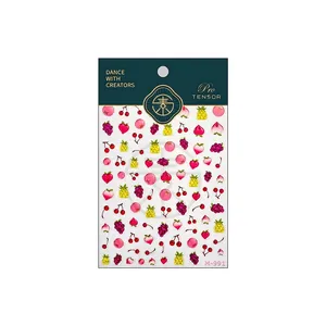 3D colorful fruit nail art stickers with cherry and pineapple patterns for summer