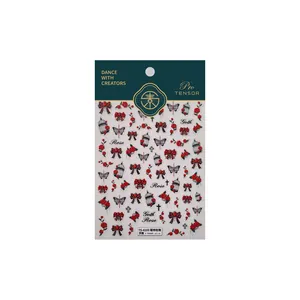 Stickers ongles 3D relief rose gothique avec fleurs rouges, croix et papillons