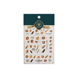 Cute realistic bakery bread theme stickers with pretzels and bagels for nail art and scrapbooking
