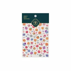 5D embossed cartoon monster nail stickers M-1104 with cute colorful plush designs