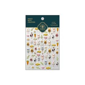 3D relief nail stickers M-1126 featuring cute cartoon animal popsicles and daisy patterns