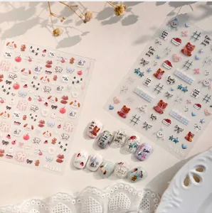 Close-up of M-1178 cute cartoon animal nail stickers with rabbit and dog patterns