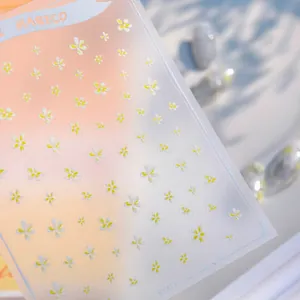 Elegant white daisy nail stickers KX477 with adhesive backing and floral daisy design
