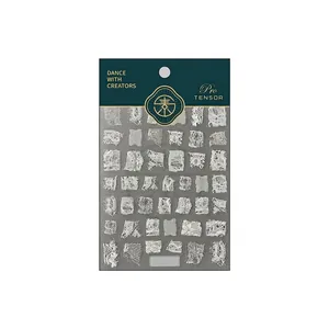 3D embossed white lace fragments nail art stickers set in premium dark green packaging