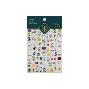 3D cartoon nail art stickers with cute duck, sunflower and rainbow designs in packaging