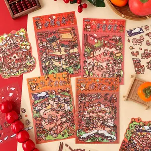 Lot d'autocollants 3D Nouvel An chinois avec lanternes et illustrations de fête