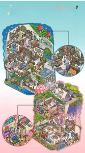 Detailed views of Lemon Villa and Creative Studio 2.5D miniature scenery stickers for scrapbooking