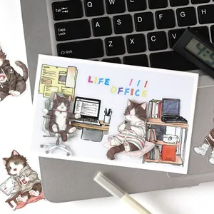 Cute cat office themed stickers for scrapbooking and phone case DIY decoration