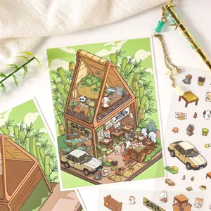 Set di adesivi 3D e cartolina tema Ristorante Panda per progetti fai-da-te e hobby
