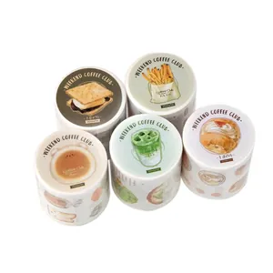 5 Rollen Weekend Coffee Club Washi Tape mit handgezeichneten Dessert- und Snack-Motiven