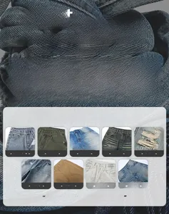 Macro details of varied denim finishes including snow wash and tie-dye textures