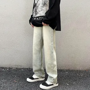 Vintage-gewaschene Herren-Jeans mit geradem Bein im lockerem American-High-Street-Stil