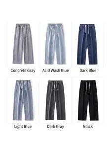 Pantaloni in denim da uomo a gamba dritta in sei colori con vita elasticizzata