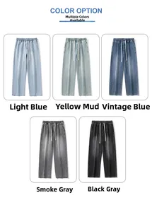 Cinq options de couleurs pour jeans en denim à jambes larges pour hommes, divers lavages