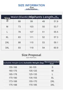 Size chart for gradient denim shorts showing waist, hip, and length for sizes S to 3XL