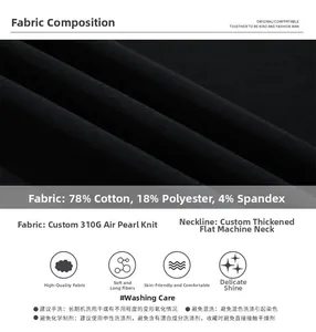 Détail du tissu polo noir air piqué avec 78% coton et spécifications de poids 310g