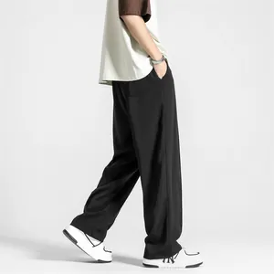 Schwarze Herren Wide-Leg Hose aus Eisseide mit lockerem Schnitt und fließendem Fall